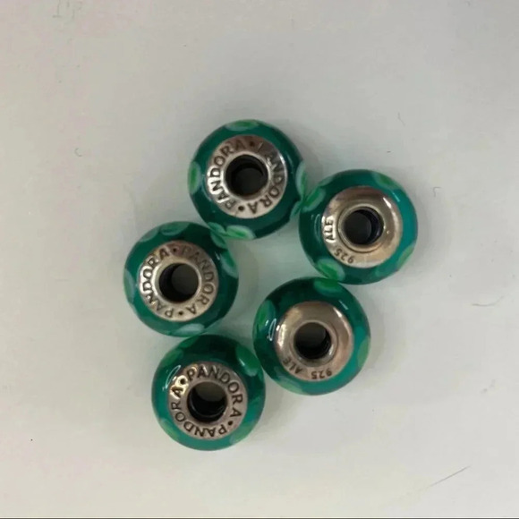 Pandora Jewelry Turquoise Flower Glass Charm - Picture 8 of 8